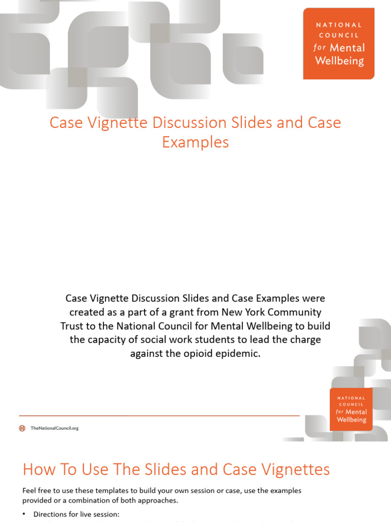 Case Vignette Discussion Slides and Case Examples | PDF | Anxiety ...
