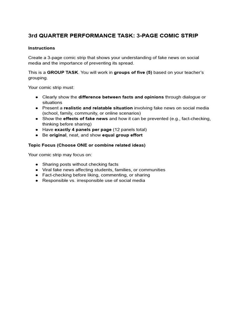Performance Task - 3 Page Comic Strip | PDF | Cognition | Cognitive ...