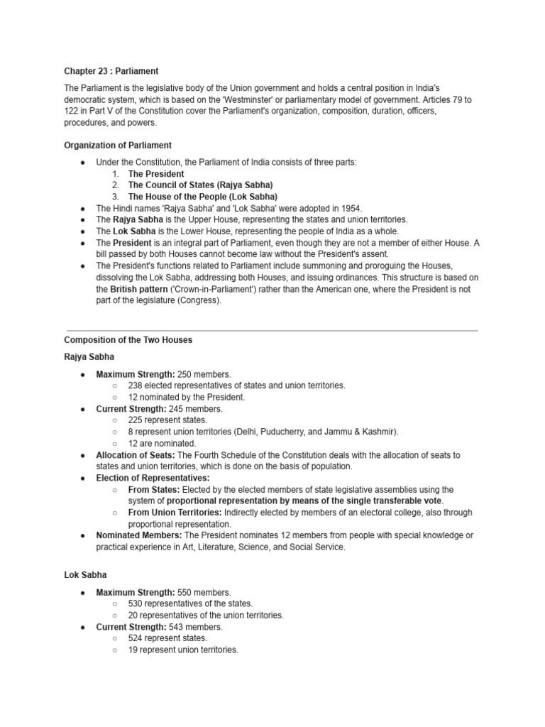 Chapter 23 - 26 Notes | PDF | Bill (Law) | Speaker (Politics)