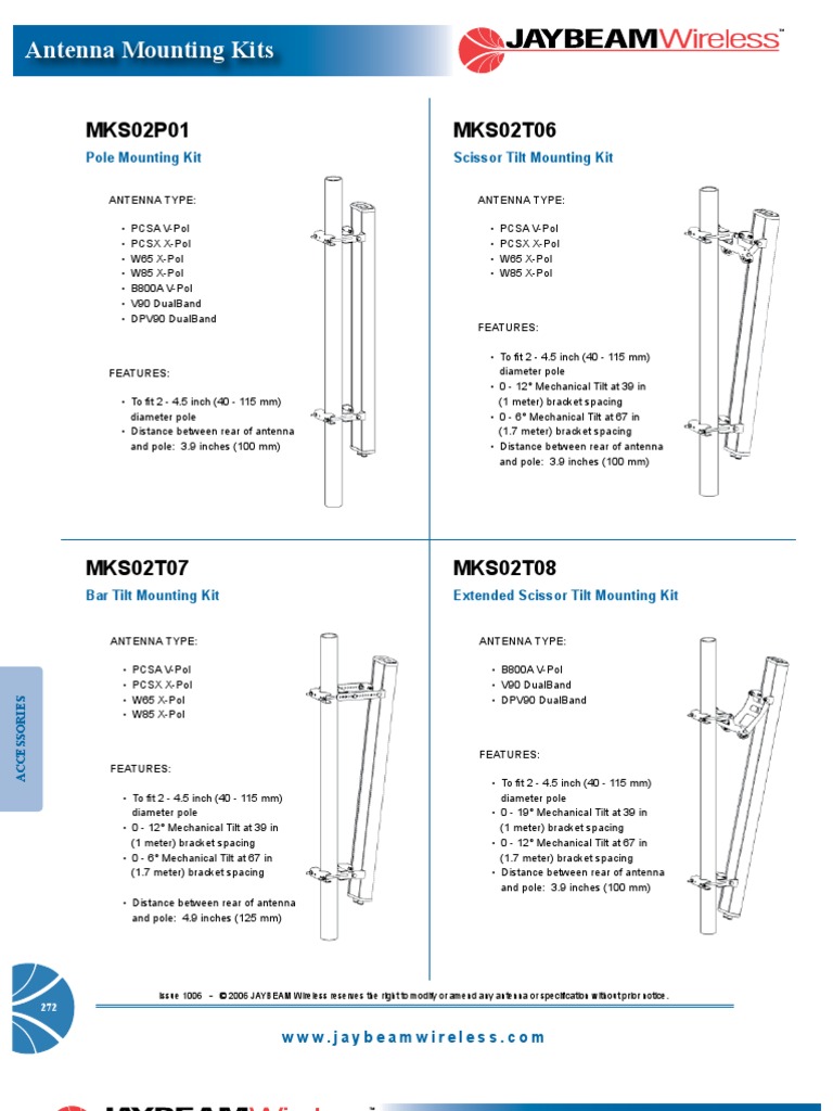 Antenna Mounting Kits | PDF | Metre | Antenna (Radio)