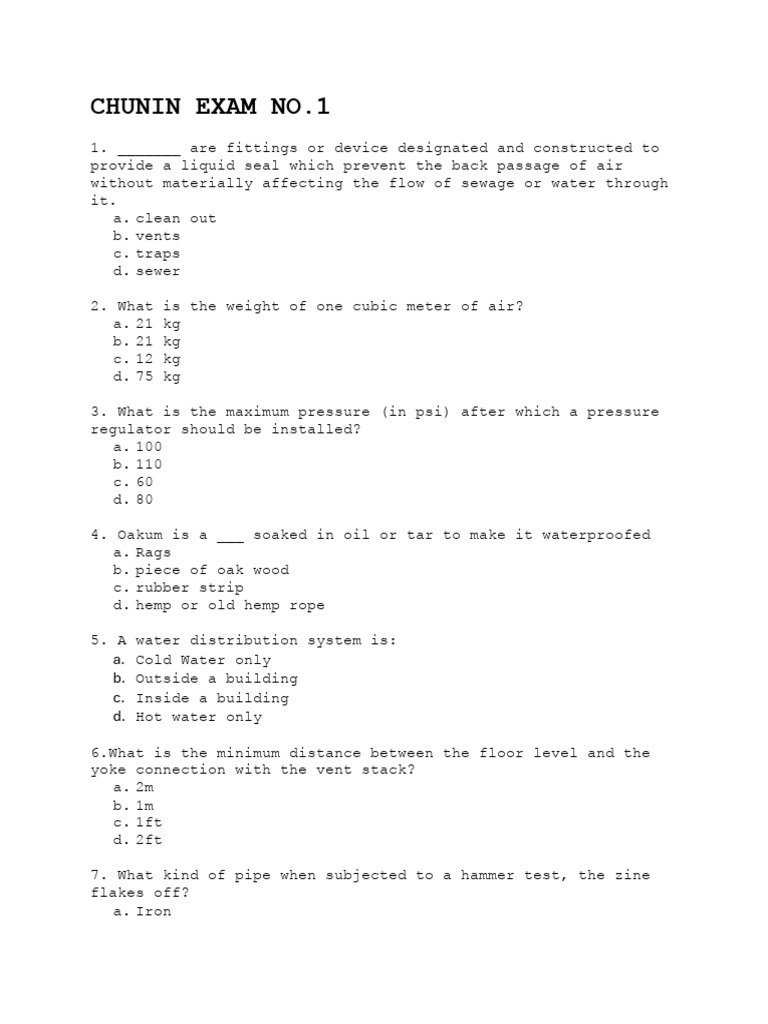 Chunin Exam No.1 | PDF | Pipe (Fluid Conveyance) | Plumbing
