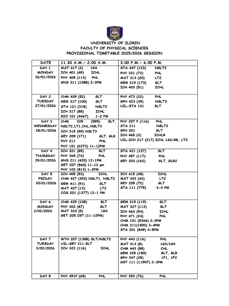 Provisional Timetable Fps PDF | PDF