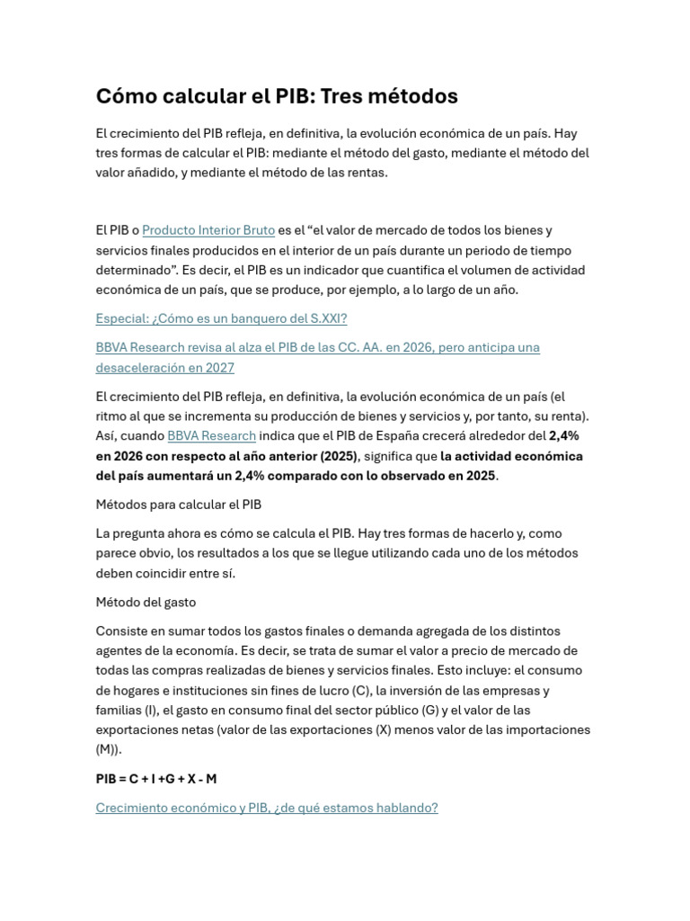 Cómo Calcular El PIB | PDF | Producto Interno Bruto | Valor añadido