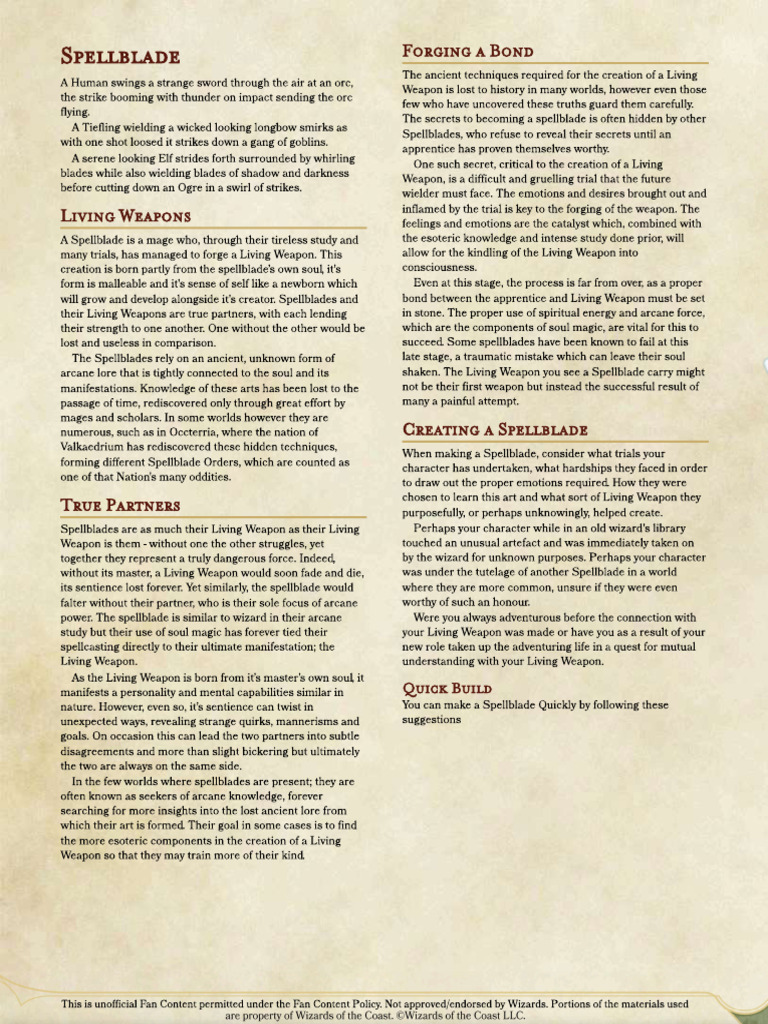 Living Weapon Spellblade | PDF