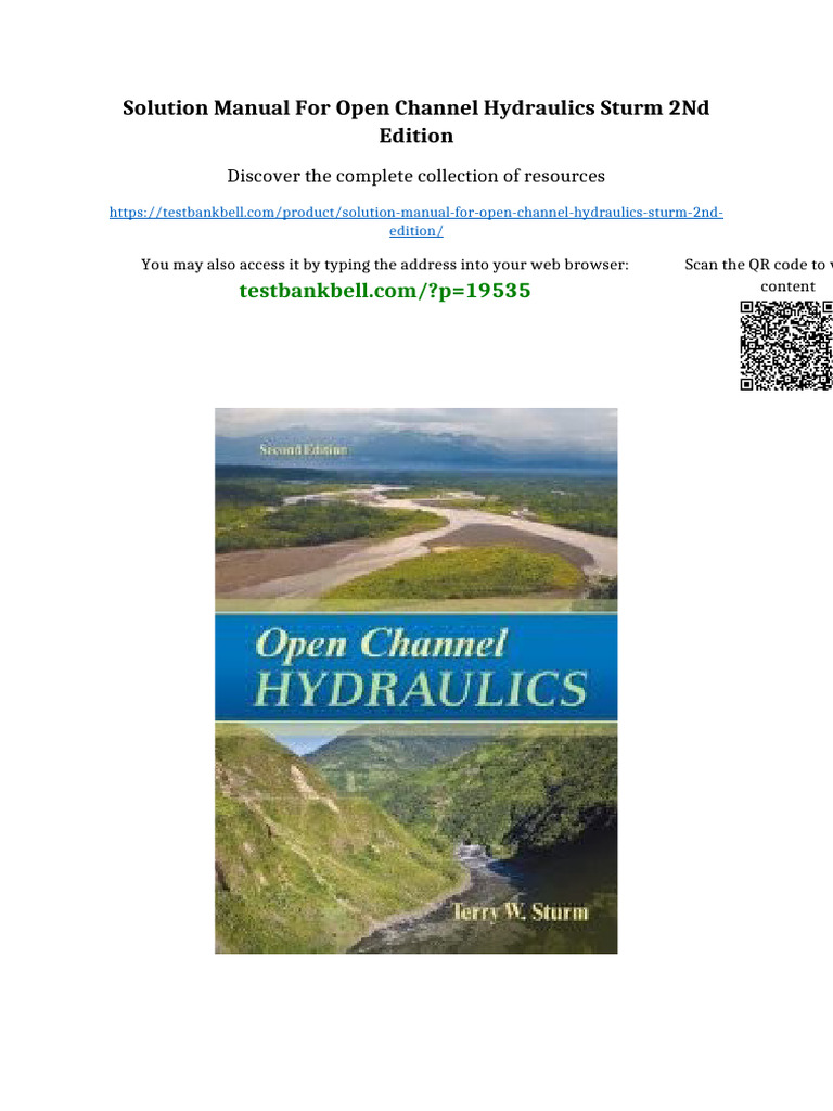 Solution manual for Open Channel Hydraulics Sturm 2nd edition available full chapters | PDF ...