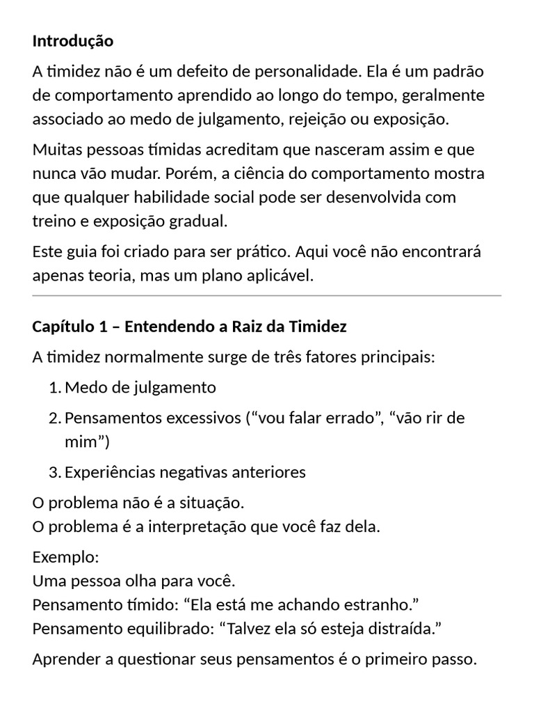 Como Vencer A Timidez Na Prática | PDF | Pensamento | Experiência