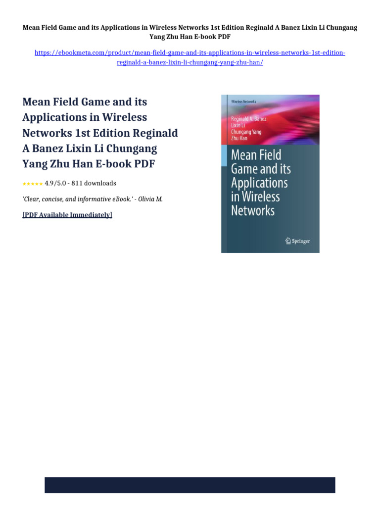 Mean Field Game and its Applications in Wireless Networks 1st Edition ...