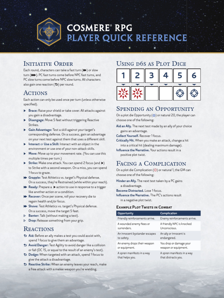 STC Player Quick Reference Sheet | PDF | Tabletop Games | Gaming