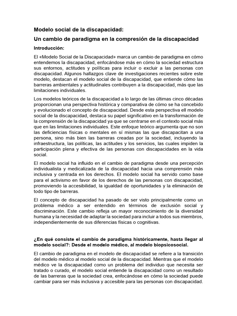Modelo Social de Discapacidad | PDF | Invalidez | Sociedad