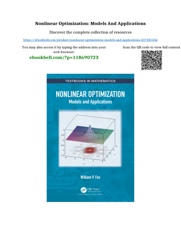 Nonlinear Optimization: Models and Applications online pdf | PDF ...