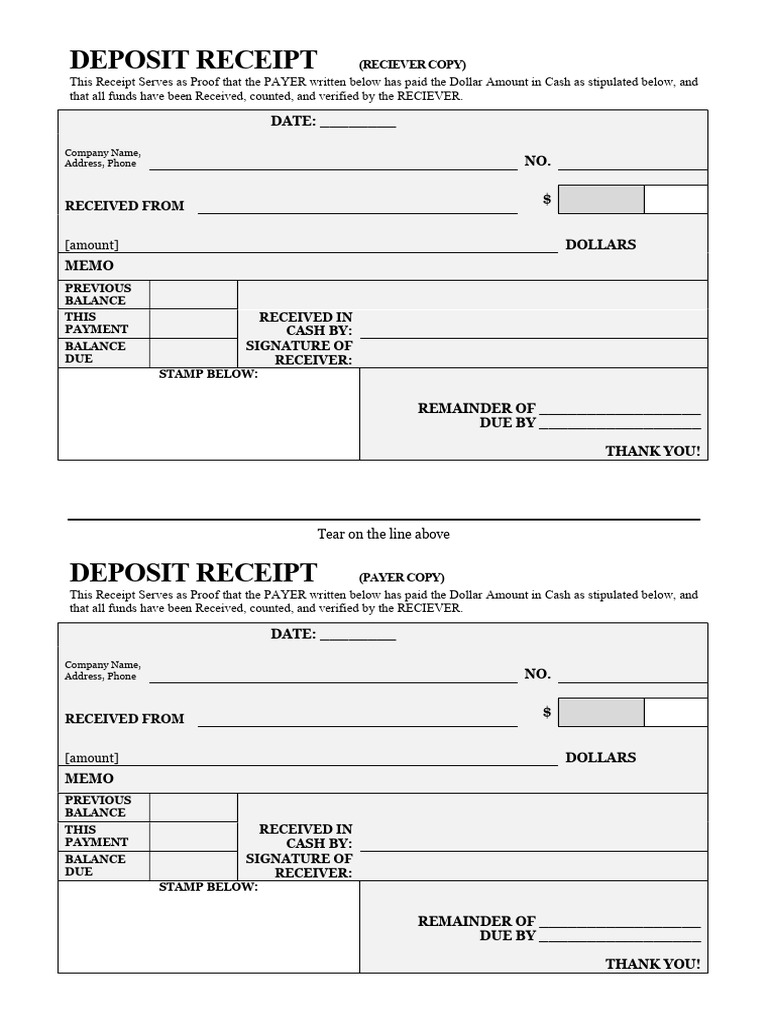 Deposit Receipt | PDF