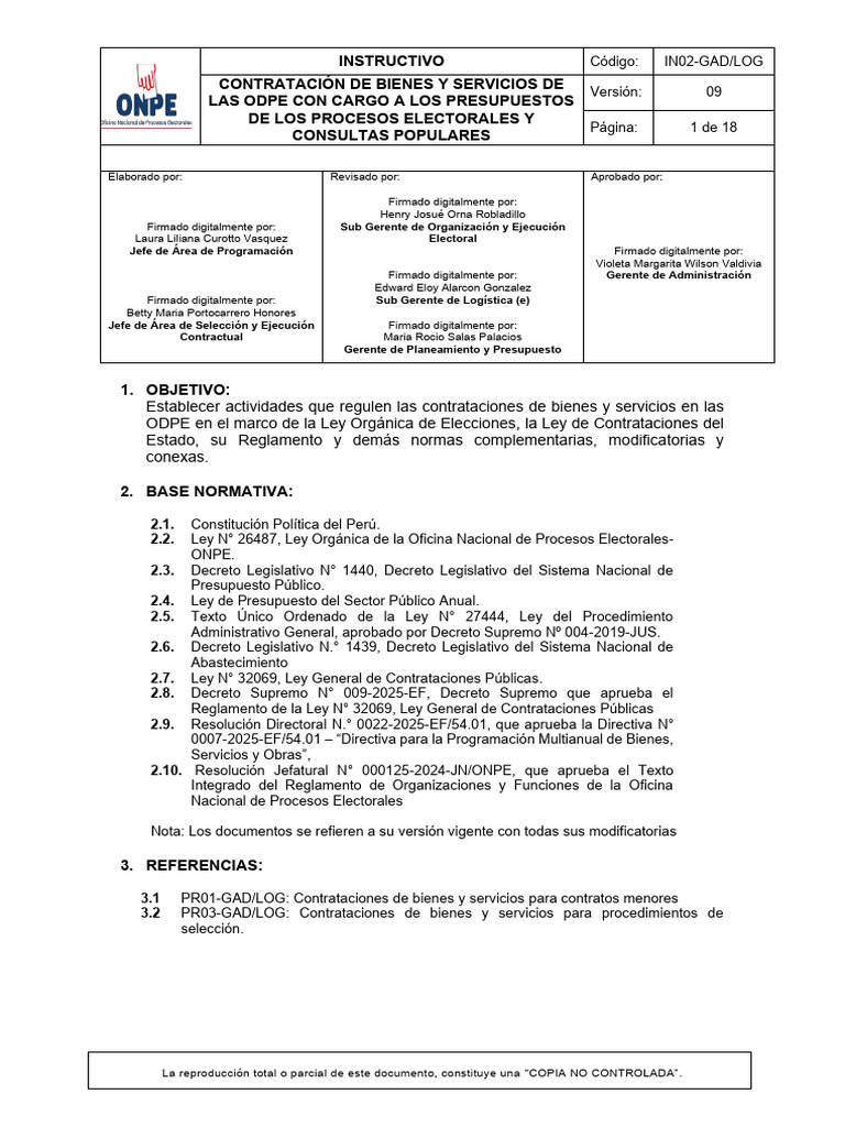IN02-GAD - LOG Contrataciones de Bs y Ss de Las ODPE - V09 | PDF ...