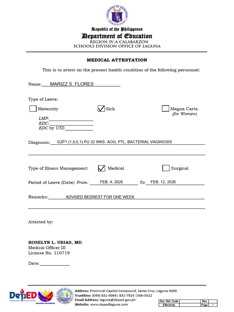 TEMPLATE Medical Attestation Dra 06.24.25 | PDF