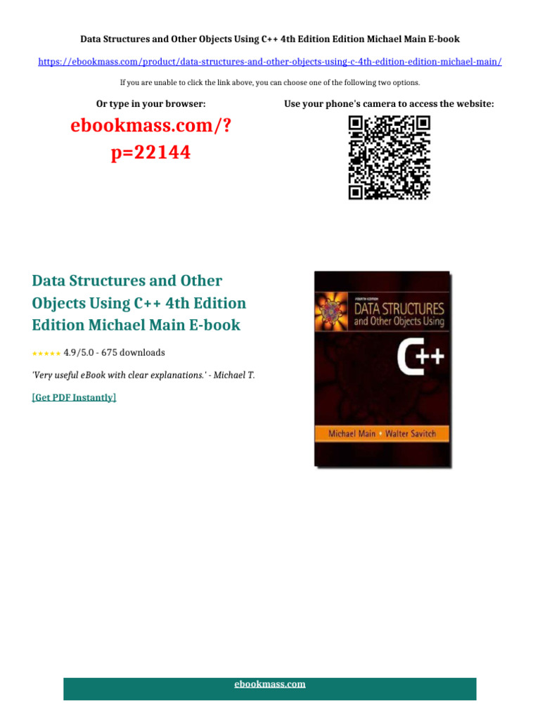 Data Structures and Other Objects Using C++ 4th Edition Edition Michael ...