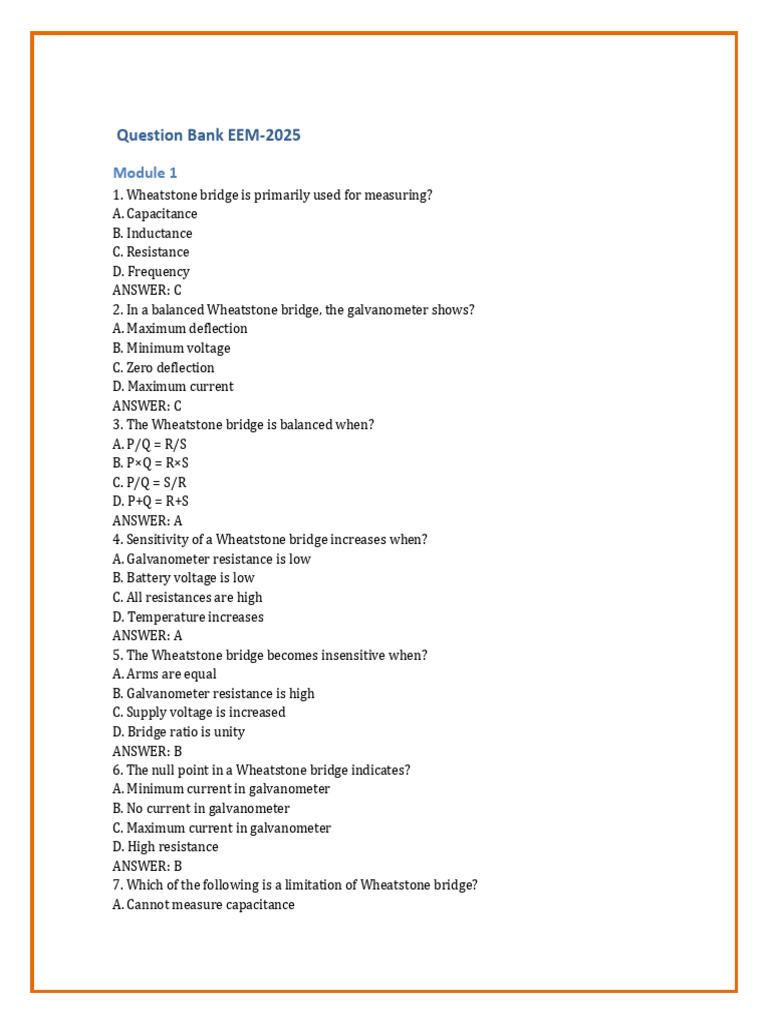 Eem 2025 Question Bank-2025-26 | PDF | Inductor | Electrical Resistance ...