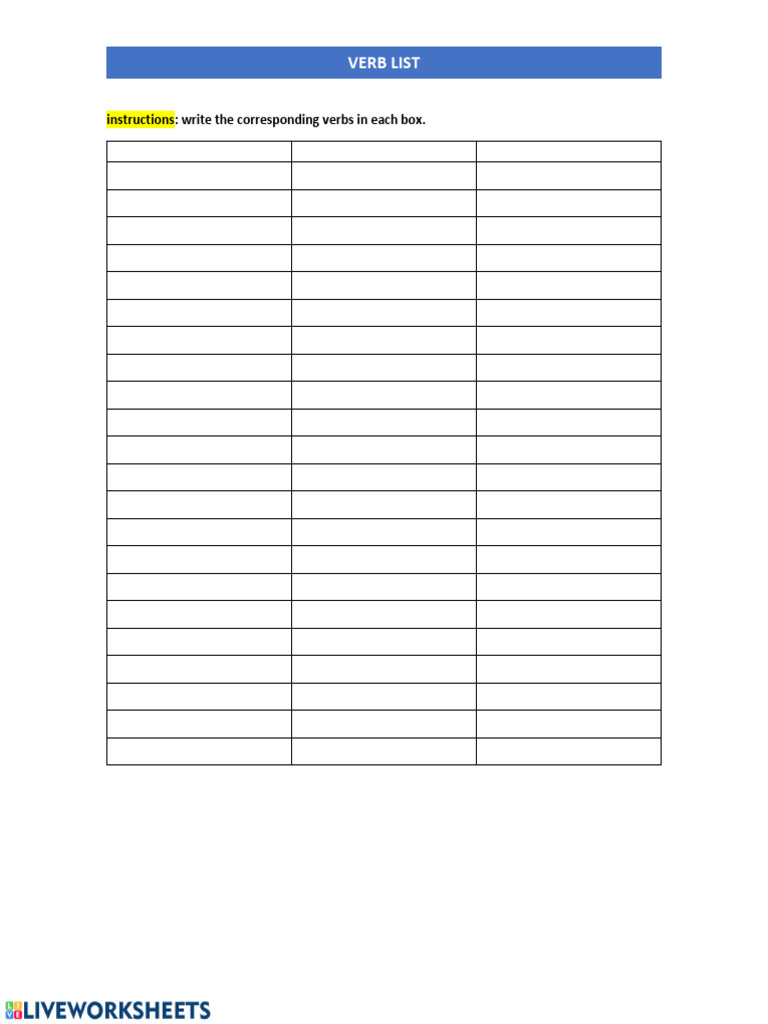 Verb List | PDF