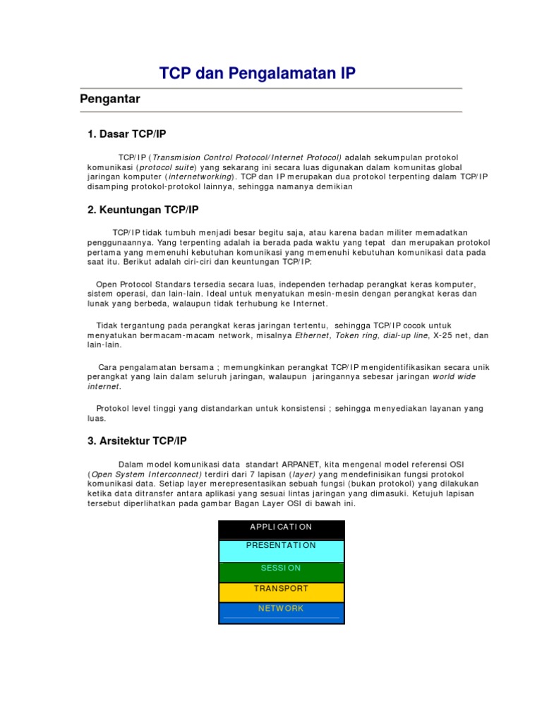 TCP Dan Pengalamatan IP | PDF | Metode & Bahan Ajar | Komputer