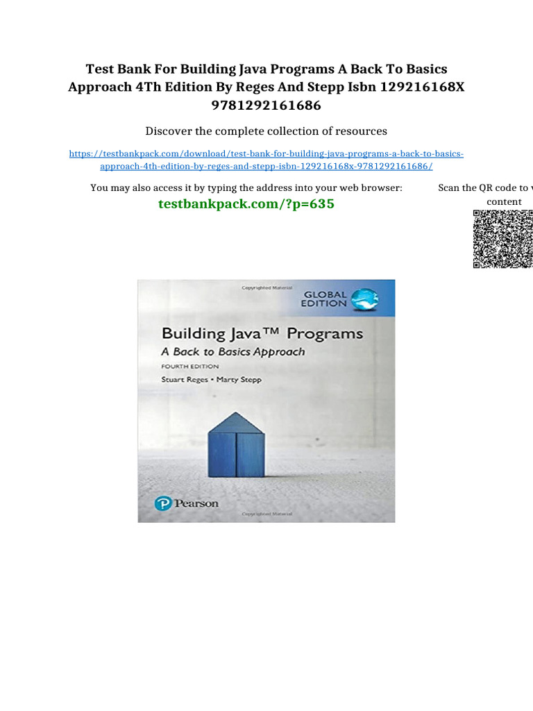 Test Bank for Building Java Programs A Back to Basics Approach 4th ...