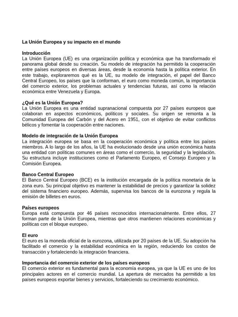 La Union Europea | PDF | Unión Europea | Banco central europeo