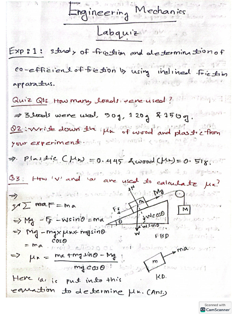 Eng Mechanics Quiz Qs | PDF