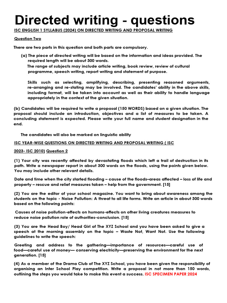 Essay and Directed Writing - Questions | PDF | Essays