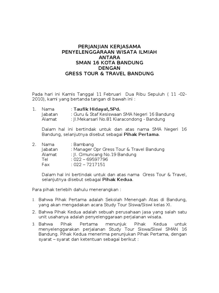 Surat Perjanjian Kerjasama Usaha Pdf