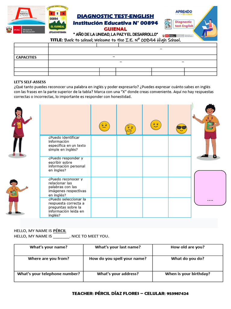 INGLES 4° Evaluación Diagnóstica | PDF | Idiomas del Reino Unido
