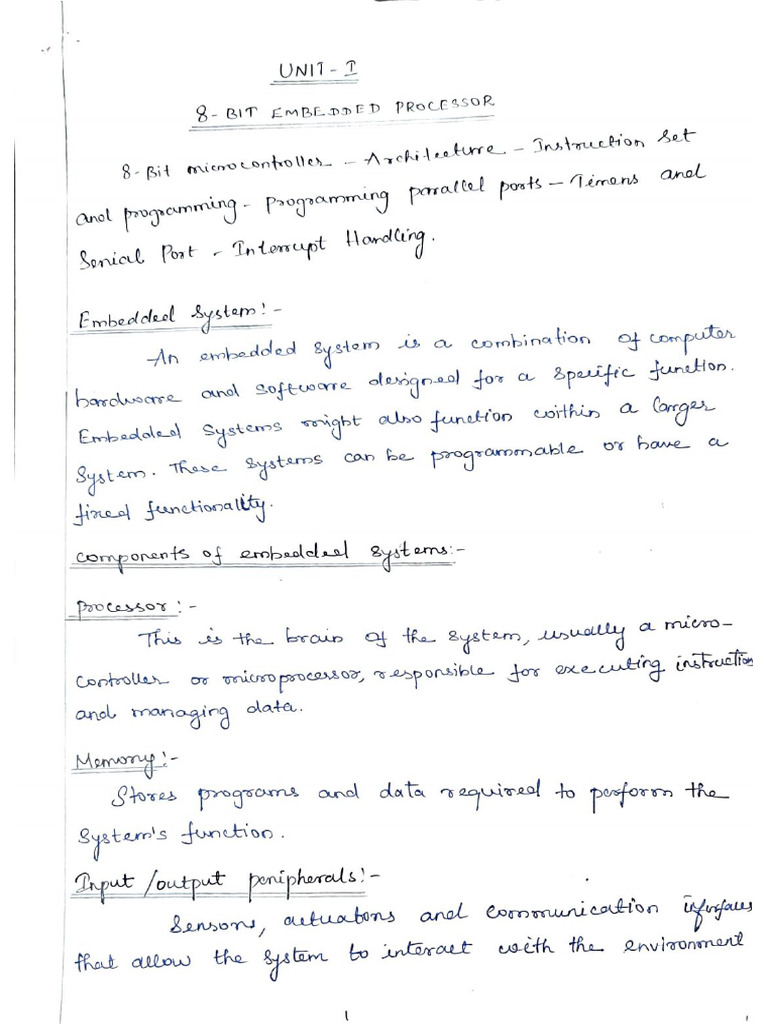 CS3691 ES&IOT, UNIT 1 and Two Marks | PDF