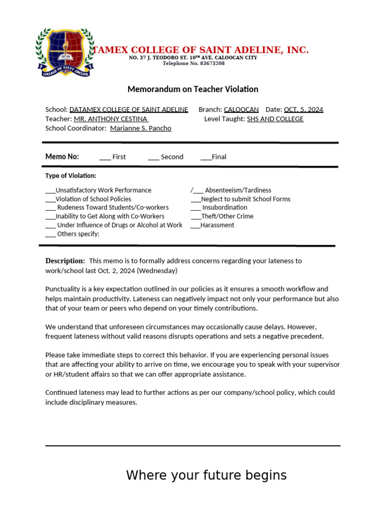 Memo Response (Anthony Cestina) | PDF | Social Psychology
