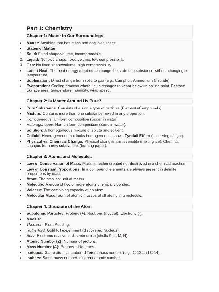 Class 9 Science Full Book Notes | PDF | Mixture | Sound