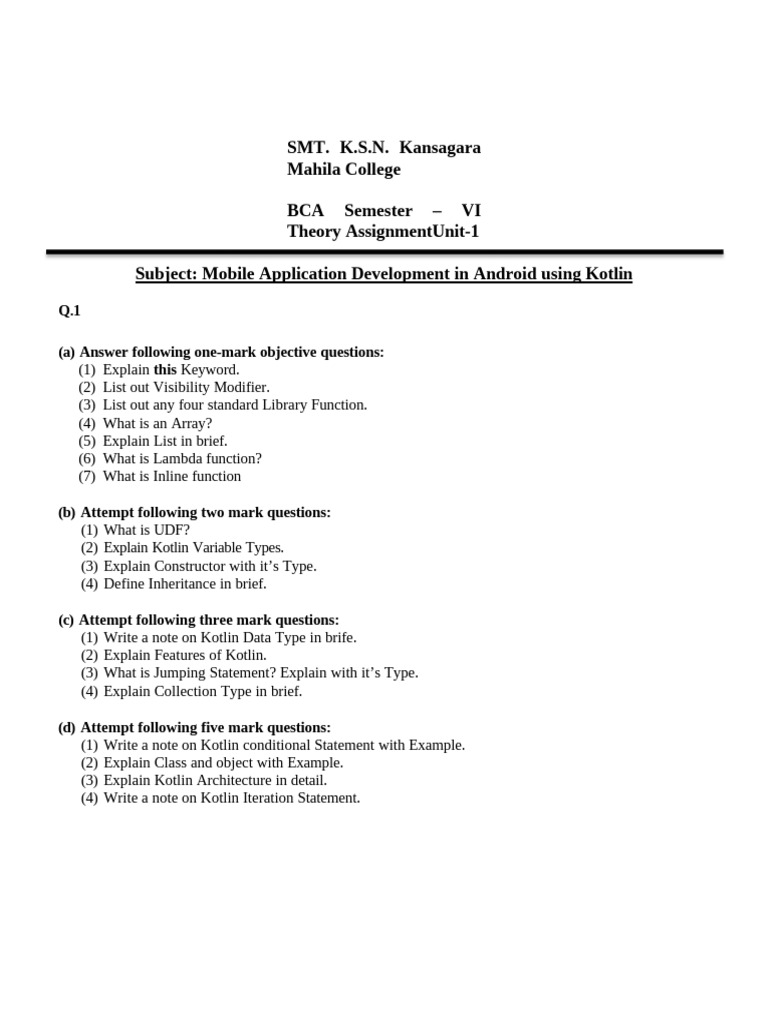 Assignment - Unit - 1 | PDF