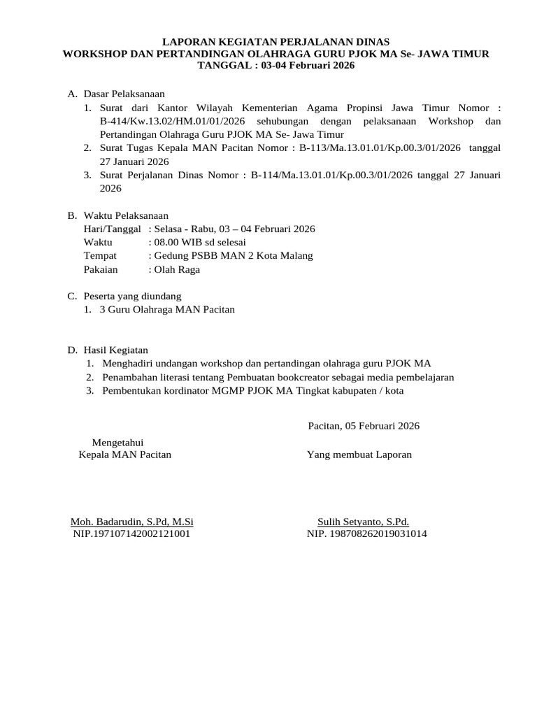 Form Laporan Perjadin - Ahyarudin | PDF