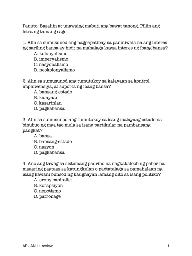 AP JAN 11 Review | PDF