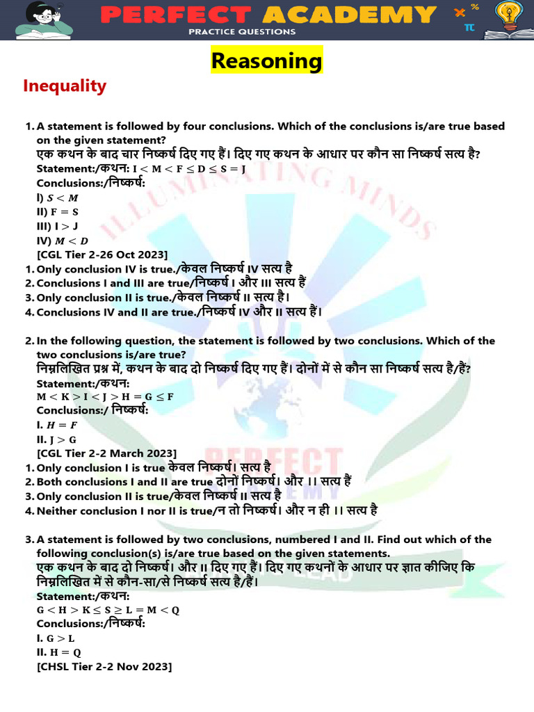 Reasoning - Practice Set | PDF