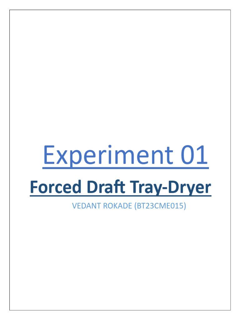 MT Lab Experiment 1 Forced Draft Tray Dryer | PDF | Catalysis | Flow ...