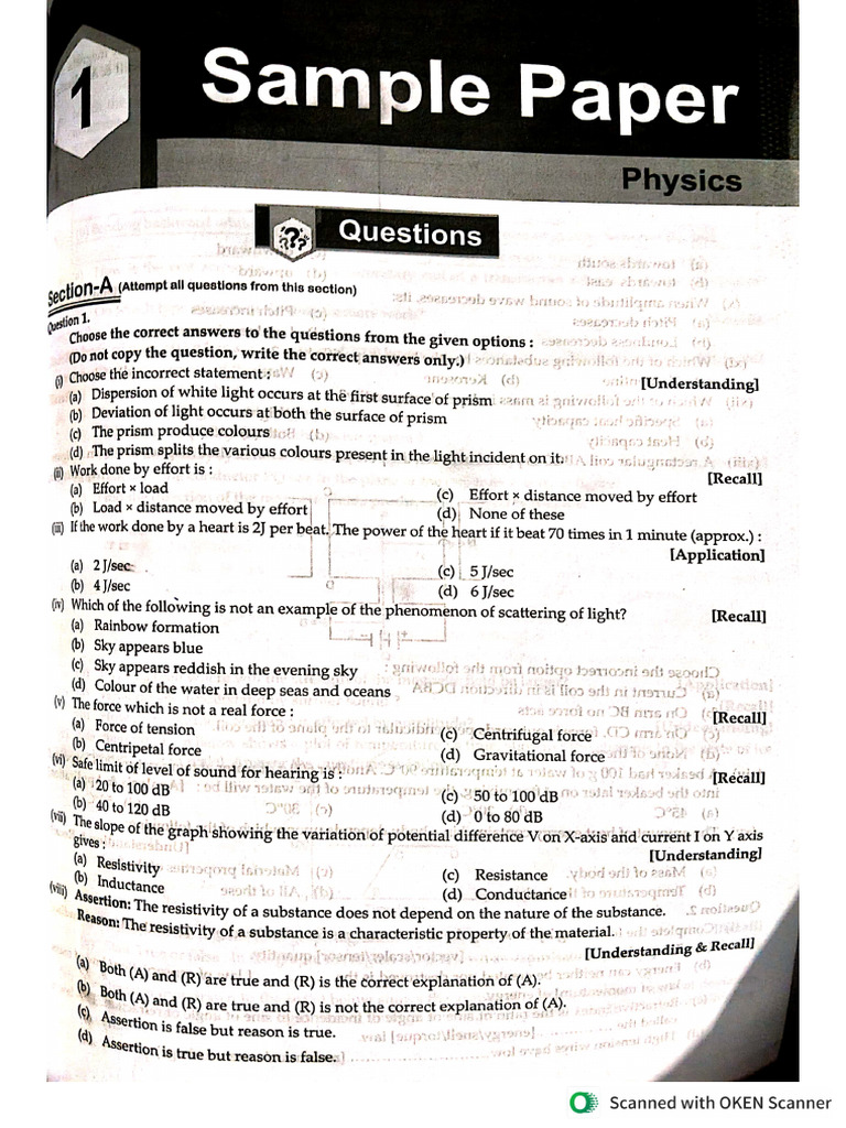 Physics Sample Paper | PDF