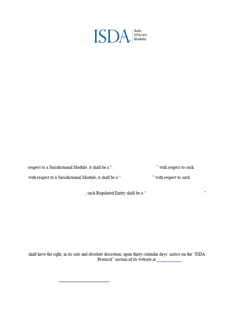 ISDA Resolution Stay JMP - Boilerplate FINAL | PDF | Treaty ...