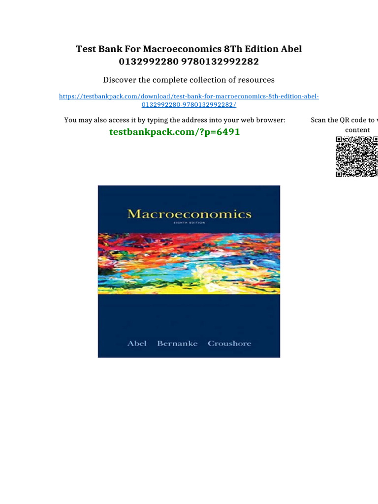 Test Bank for Macroeconomics 8th Edition Abel 0132992280 9780132992282