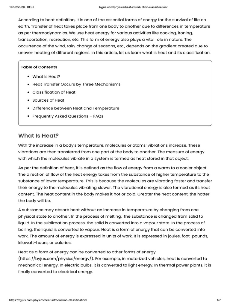Physics Heat-Introduction-classification | PDF | Heat | Temperature