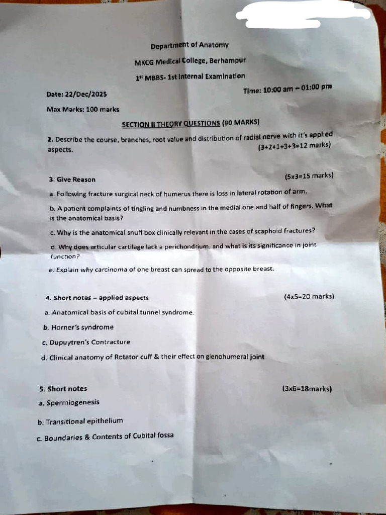 MKCG 1st Internal 2025 | PDF