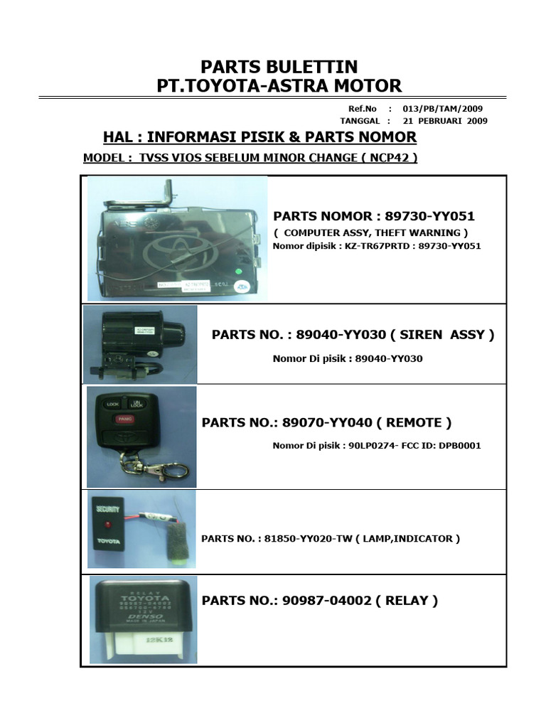 Parts Bulletin Blank 013vacc.09 | PDF