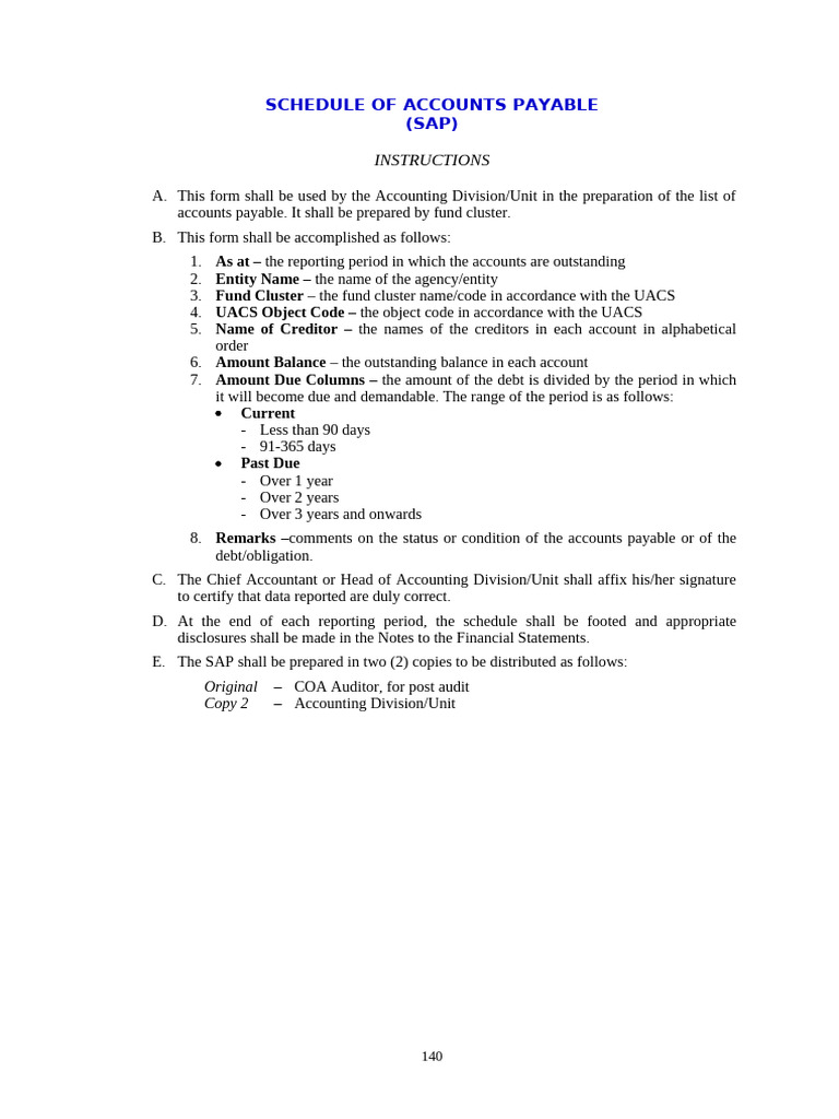 Appendix 54 - Instructions - SAP | PDF