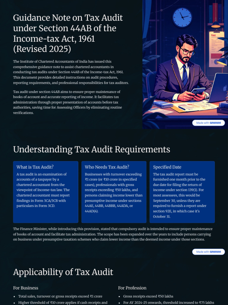 Guidance Note On Tax Audit Under Section 44AB of The Income Tax Act ...