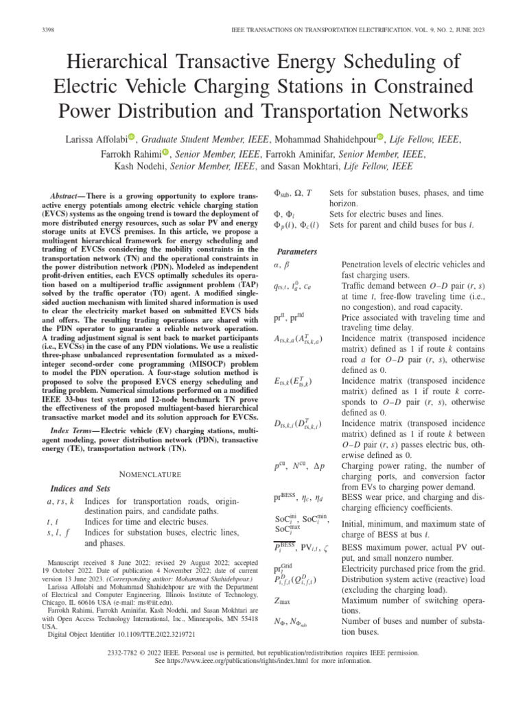 Hierarchical Transactive Energy Scheduling of Electric Vehicle Charging ...