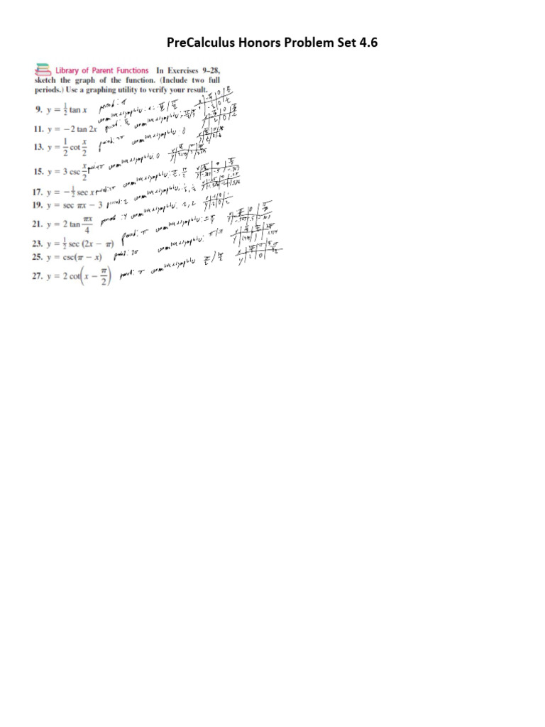 PreCalculus Honors Problem Set 4.6 | PDF
