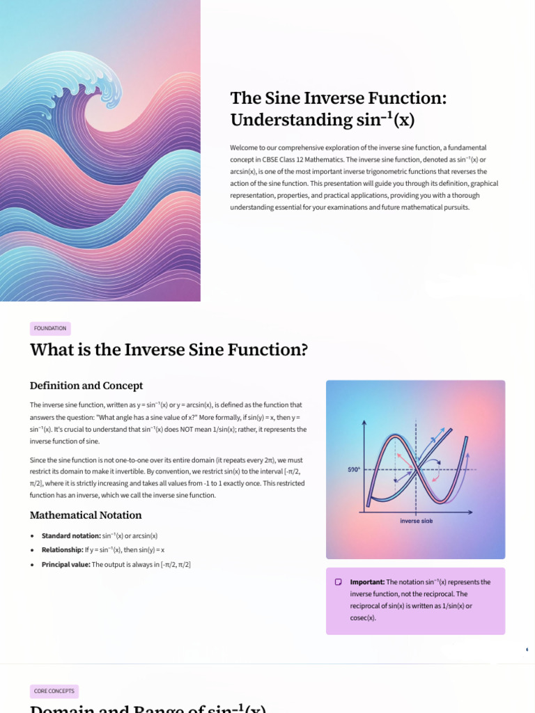 The Sine Inverse Function Understanding Sinx | PDF | Function ...