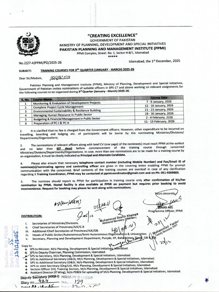 Training Courses For 3rd Quarter January March 2025 26 | PDF