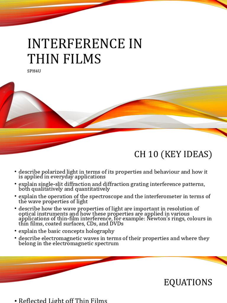 1c Interference in Thin Films | PDF | Light | Oscillation