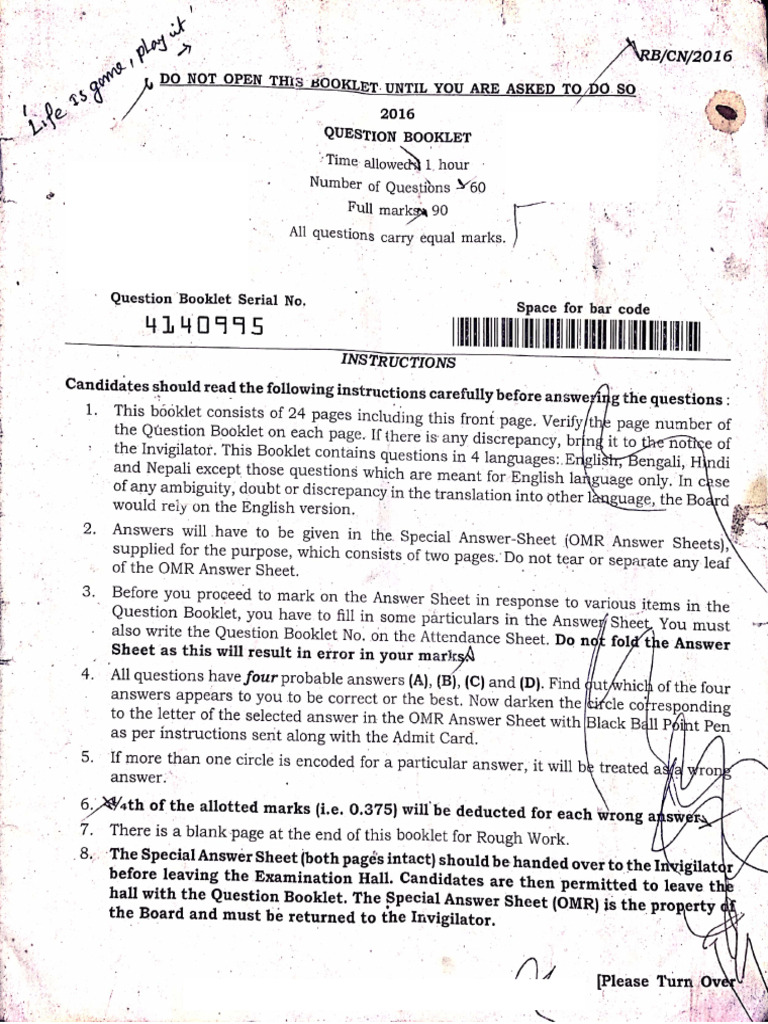 Kolkata Police Constable Model Papers | PDF