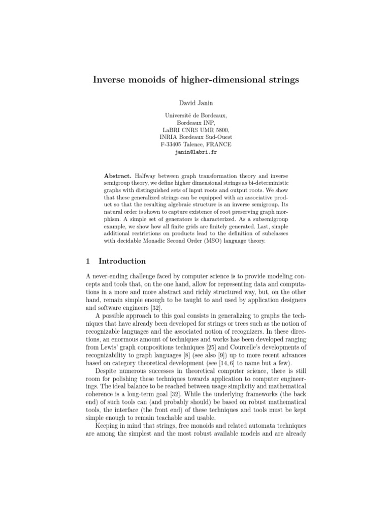 Inverse Monoids of Higher-Dimensional Strings | PDF | Mathematical ...
